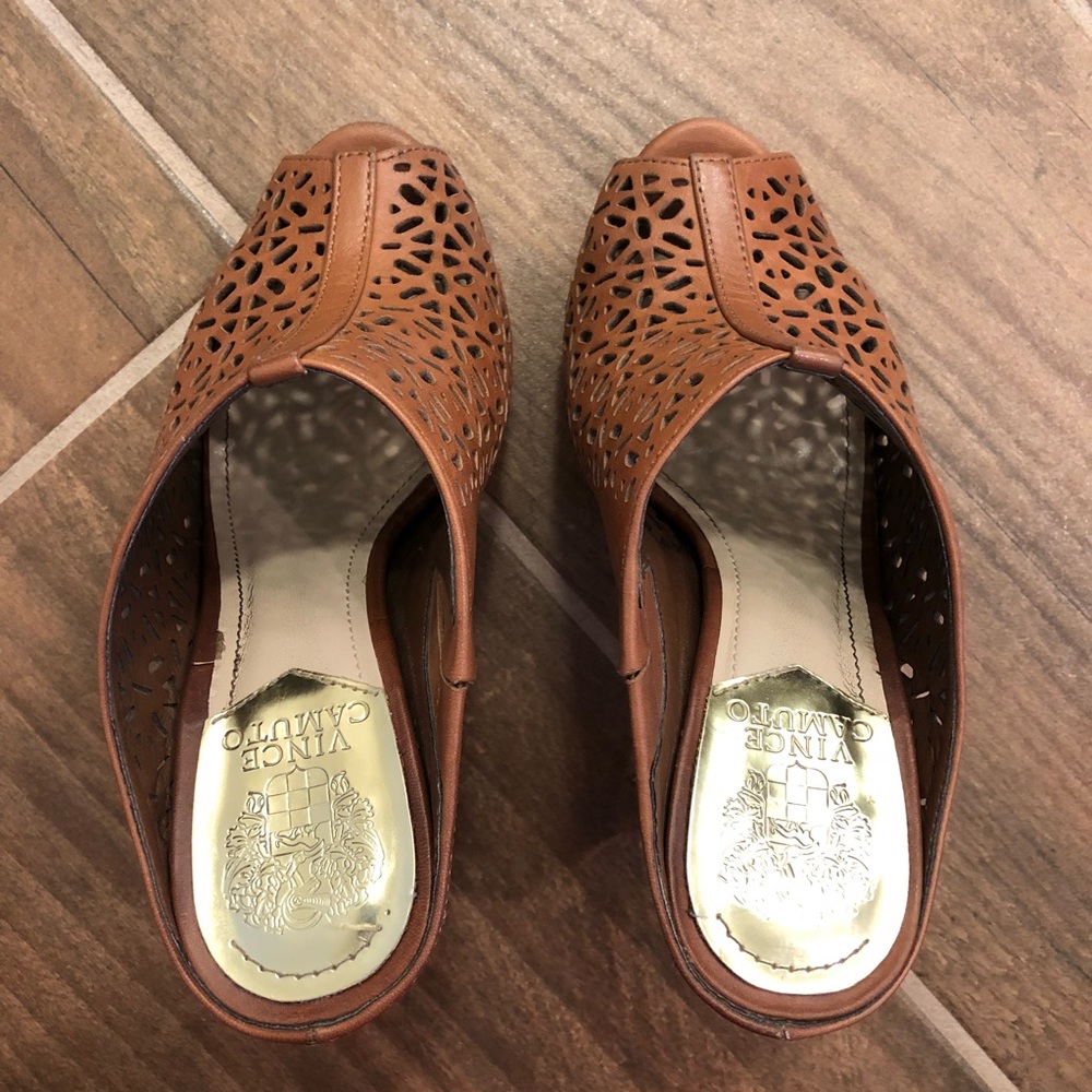 Vince Camuto Jaso Cutout Mule Heels Saddle Brown 4 - Picture 7 of 8